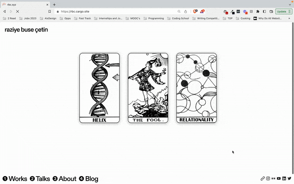 gif of 3 cards, a fool, a helix and relationality